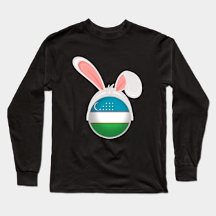 happy easter Uzbekistan bunny ears flag cute designs Long Sleeve T-Shirt